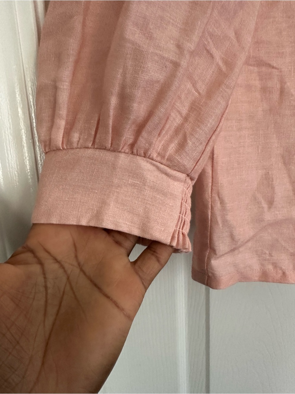 Boden Alicia Linen Top Pink Bird Strawberry Print | US 8 - Picture 4 of 11